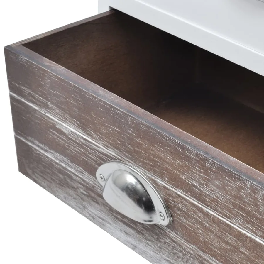 Table de chevet 2 pcs Marron et Blanc - 6