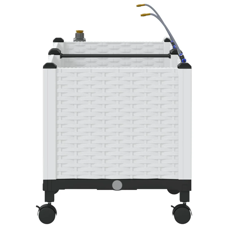 Porte-plante de jardin avec irrigation et roues 2 pc Blanc PP - 3