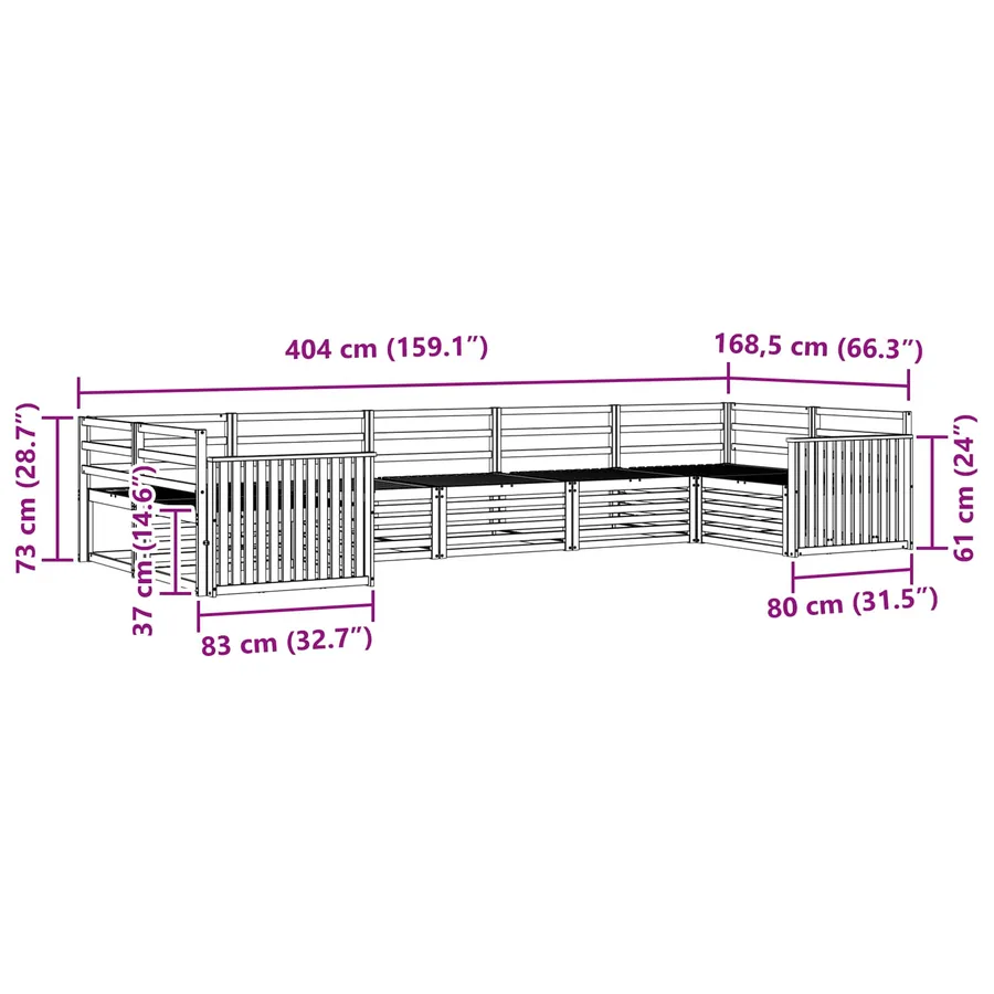Ensemble de canapés d'extérieur 7 pc Blanc Bois d'Acacia Massif - 6