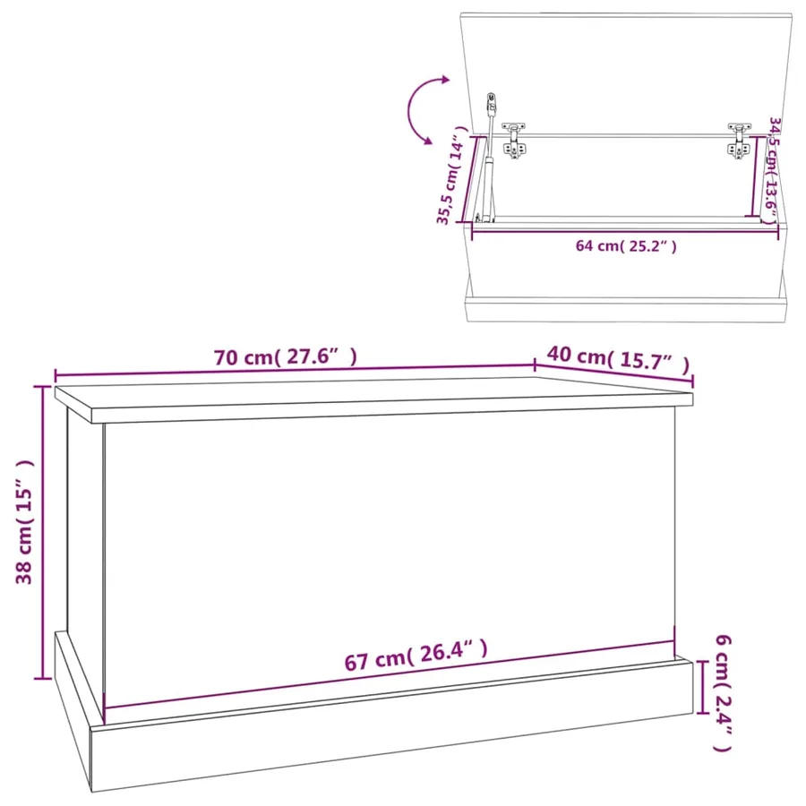 Coffre de rangement Blanc 70x40x38 cm Bois d'ingénierie - 10