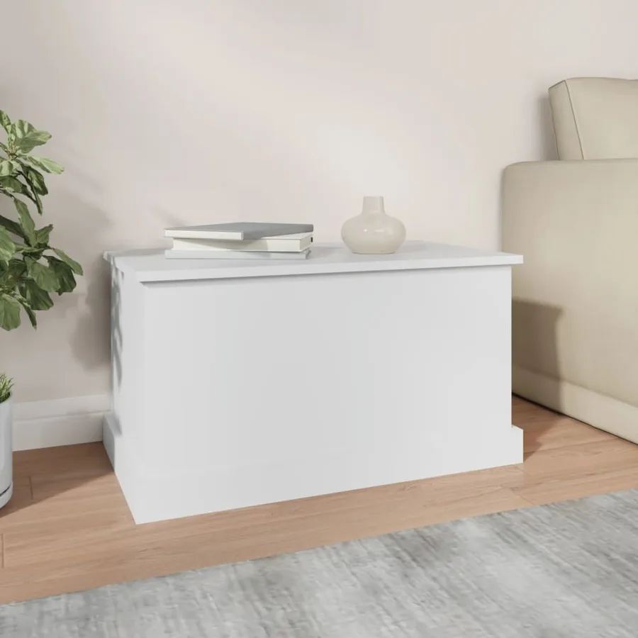 Coffre de rangement Blanc 70x40x38 cm Bois d'ingénierie - 3