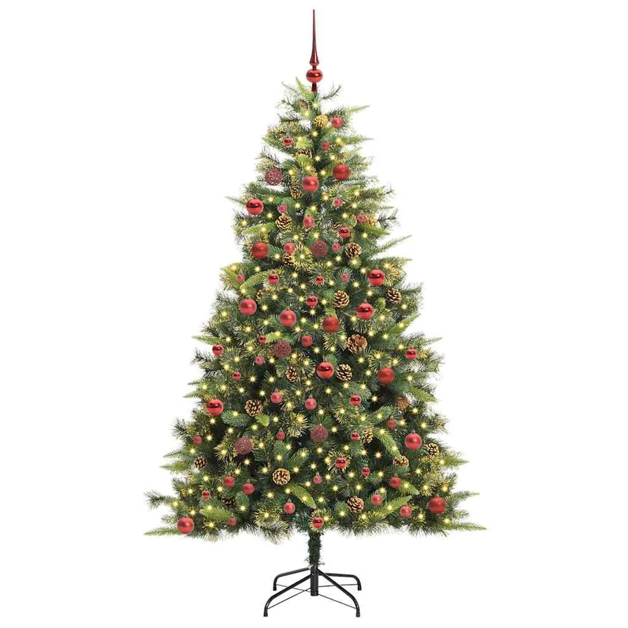 Sapin de Noël artificiel avec branches pliables et cônes 180 cm - 3