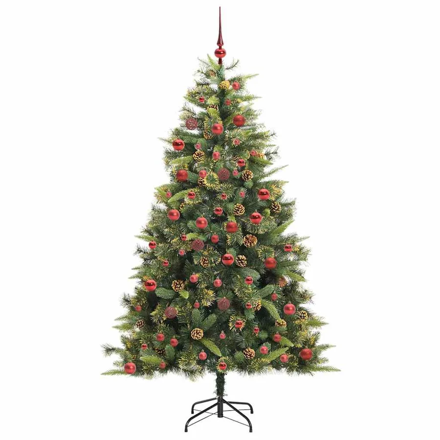 Sapin de Noël artificiel avec branches pliables et cônes 180 cm - 4