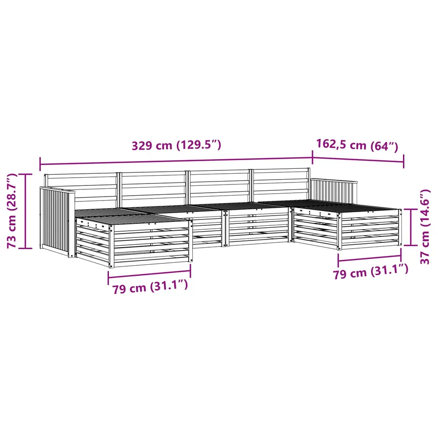Ensemble de canapés d'extérieur 6 pc Blanc Bois d'Acacia Massif - 7