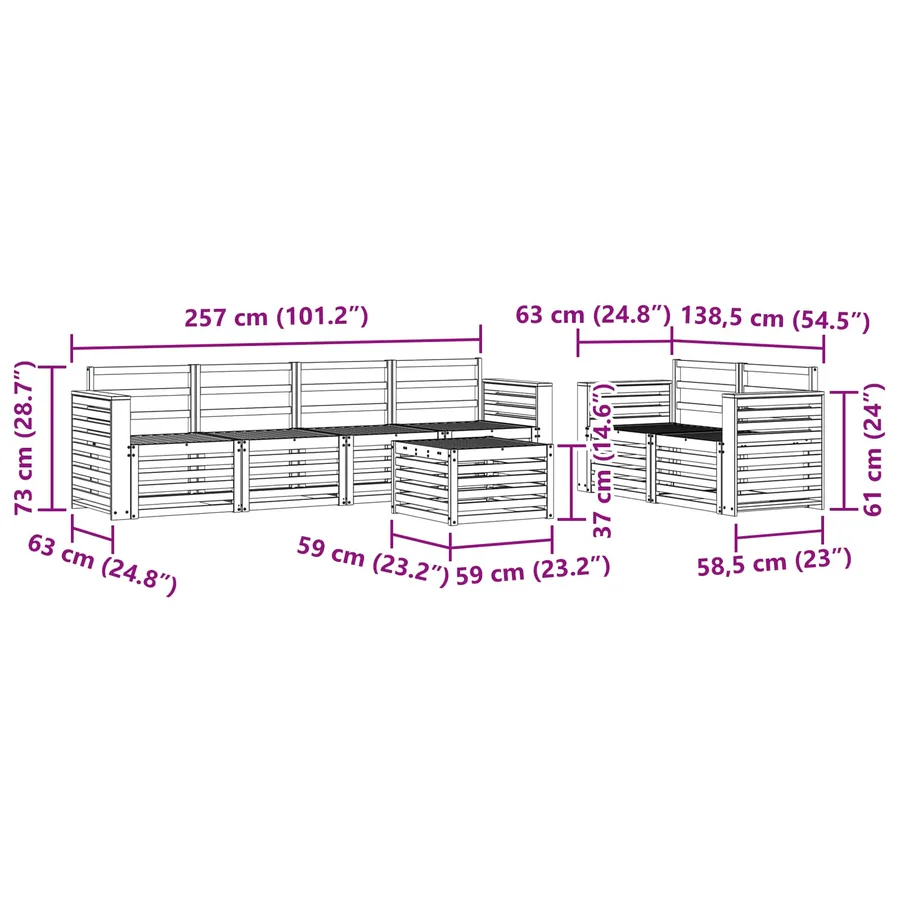 Ensemble de canapés d'extérieur 7 pcs Blanc - 8