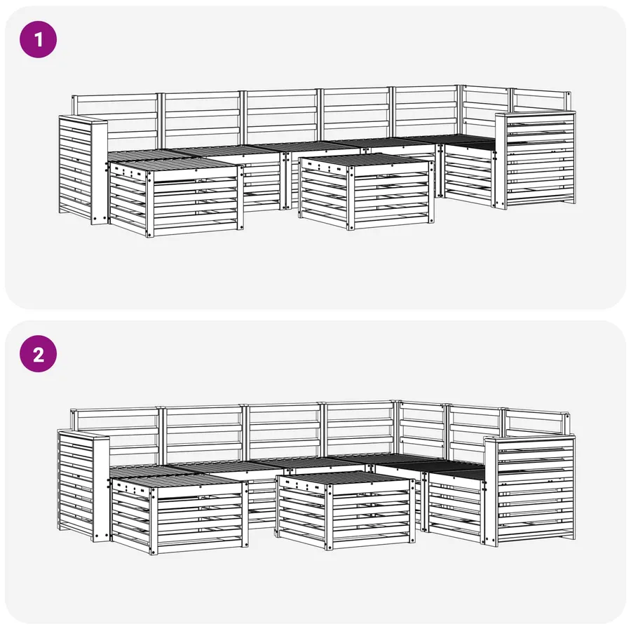 Ensemble de canapés d'extérieur 8 pcs Blanc 59 x 59 x 37 cm - 9