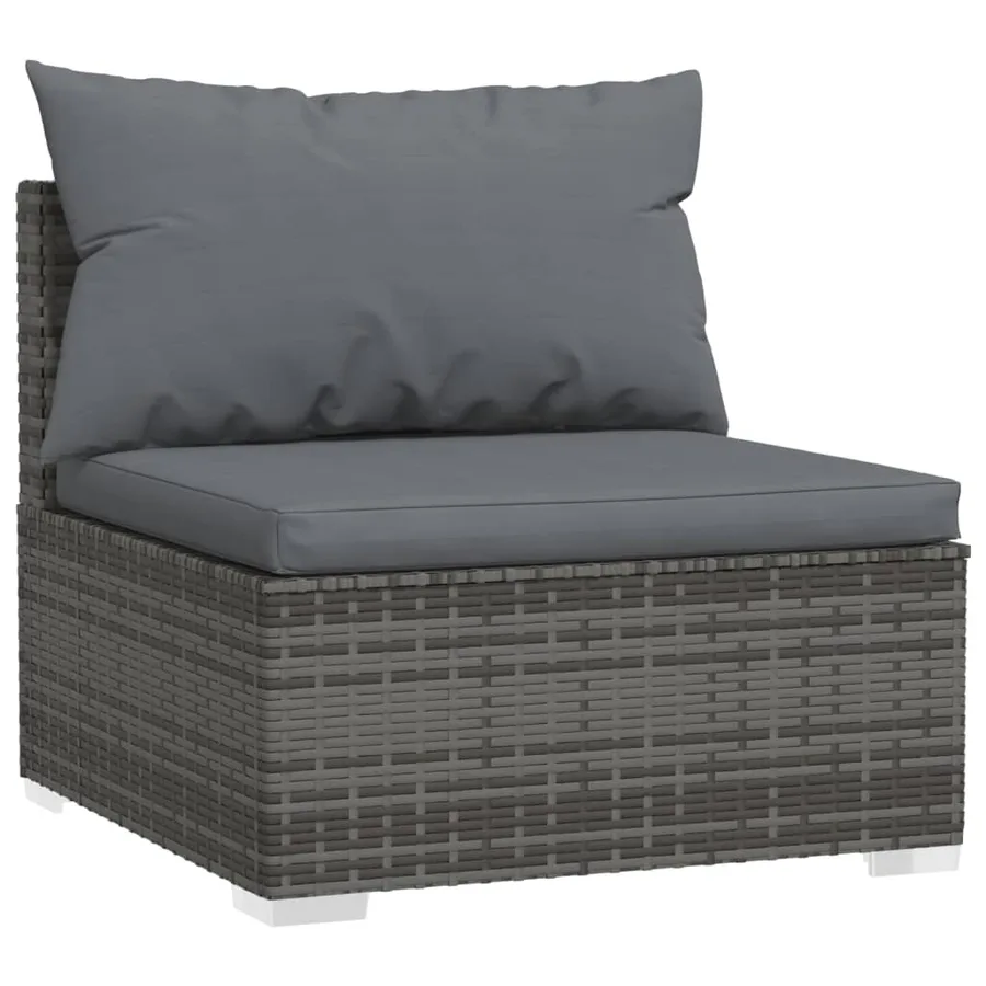 Salon de jardin 12 pcs avec coussins Gris Résine tressée - 5