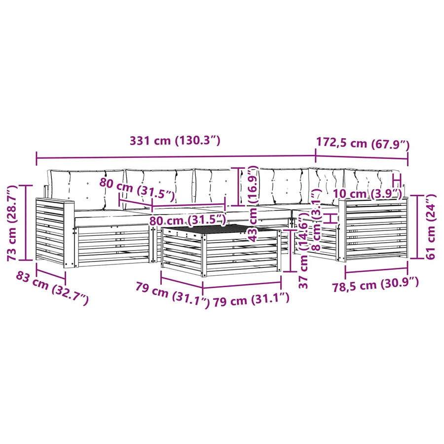 Ensemble de canapés d'extérieur 6 pc Blanc et gris clair - 8