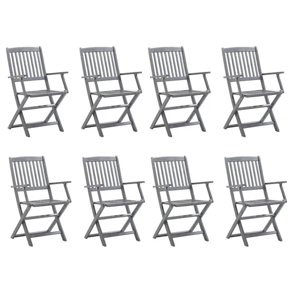 Chaises pliables d'extérieur lot de 8 Bois d'acacia solide