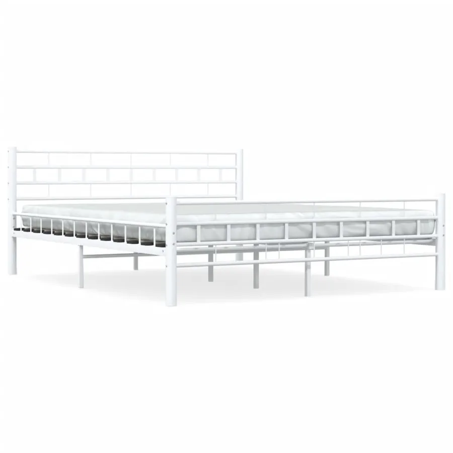Cadre de lit et tête de lit sans matelas blanc 160x200 cm métal - 2