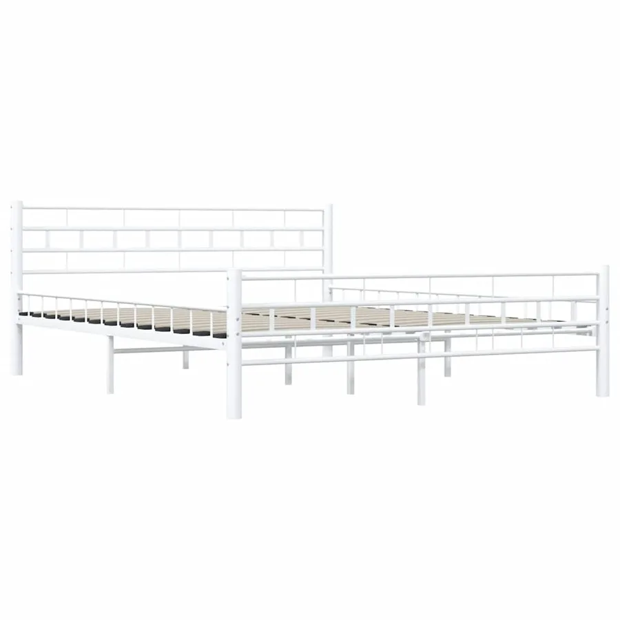 Cadre de lit et tête de lit sans matelas blanc 160x200 cm métal - 4