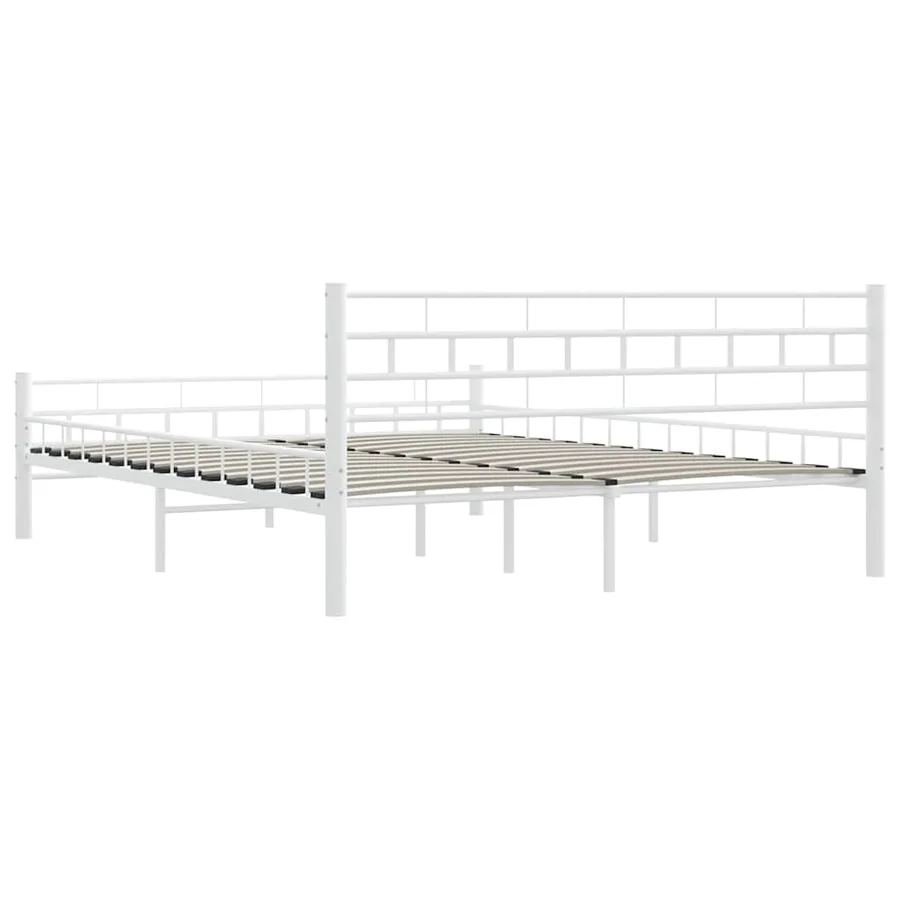 Cadre de lit et tête de lit sans matelas blanc 160x200 cm métal - 7