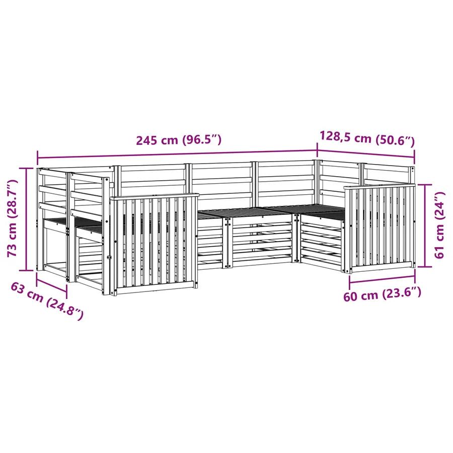 Ensemble de canapés d'extérieur 6 pcs Blanc 245 x 128,5 x 73 cm - 6