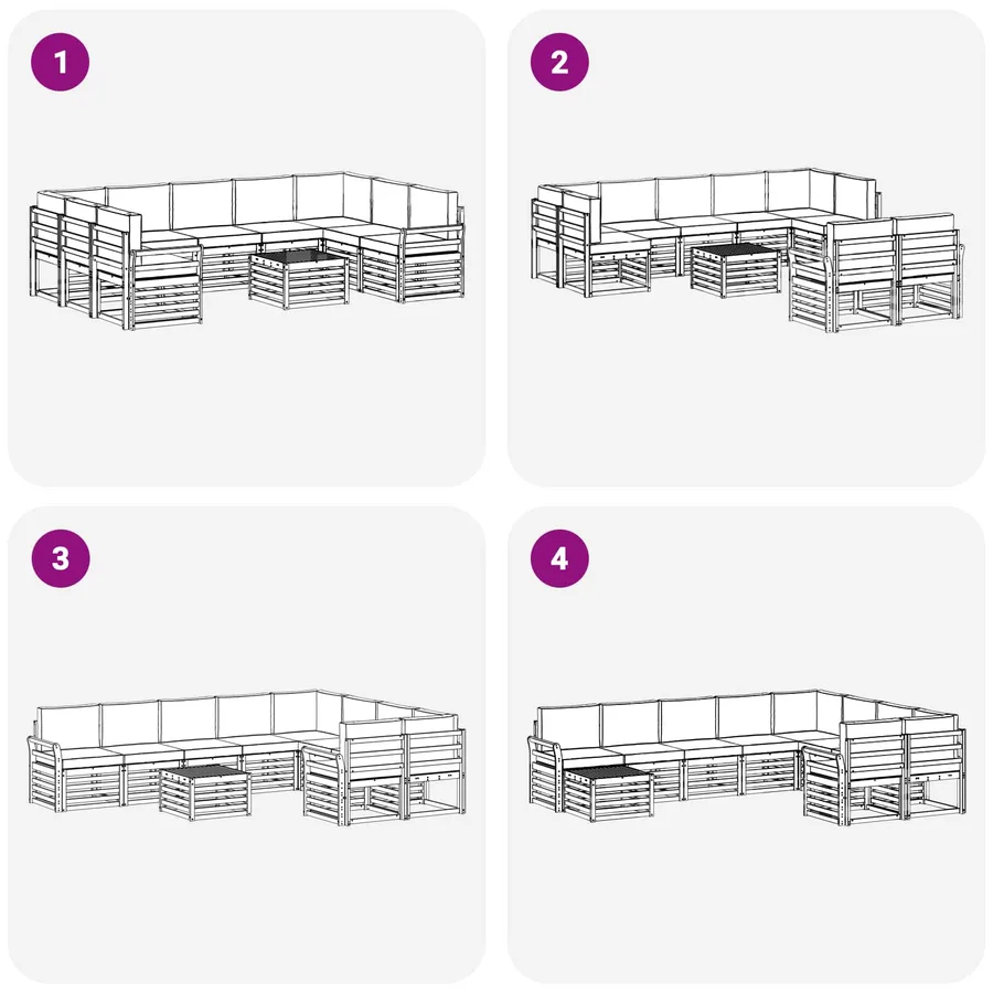 Ensemble de canapés d'extérieur 10 pcs Blanc et Beige - 7