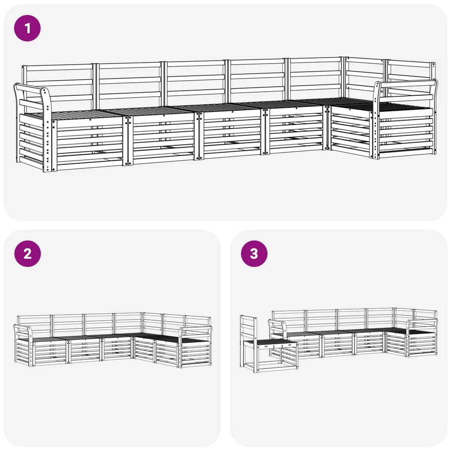 Ensemble de canapés d'extérieur 6 pcs Blanc 308 x 130,5 x 73 cm - 6