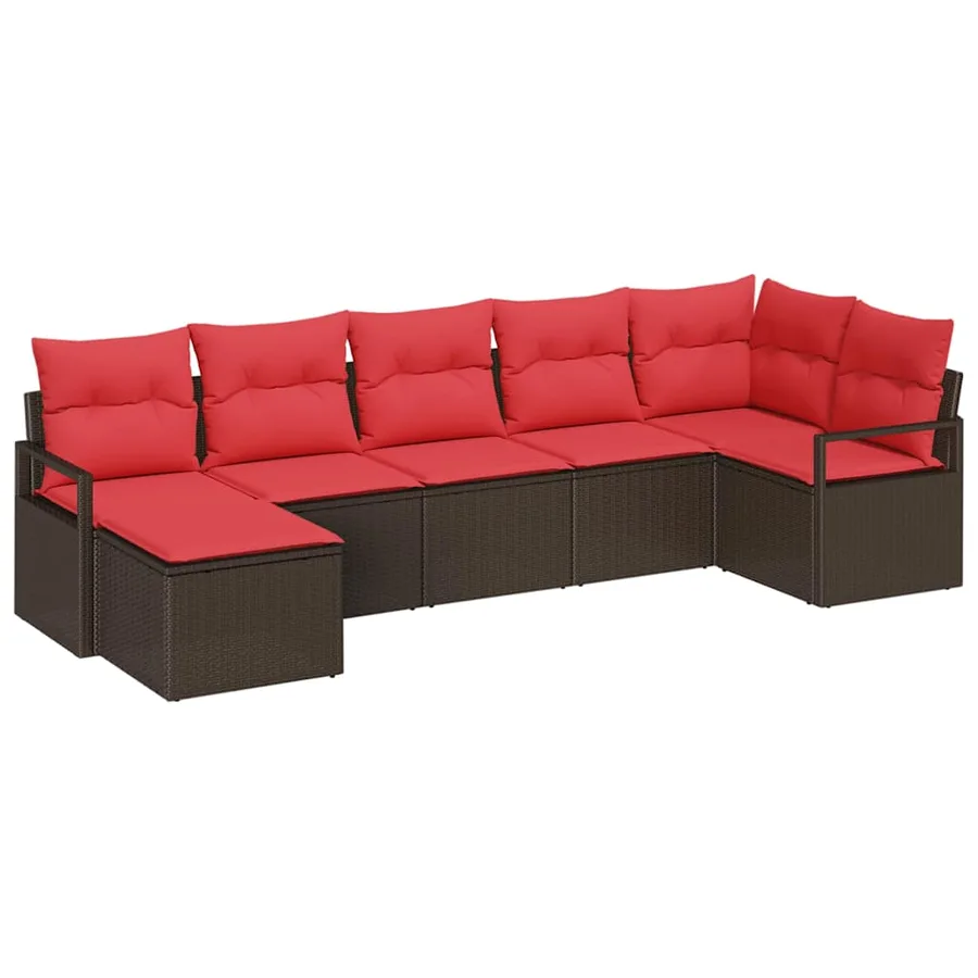 Ensemble de Canapés 7 pcs Marron et rouge polyrotin - 2