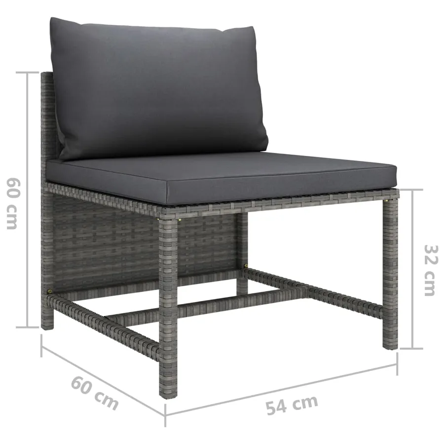 Salon de jardin 6 pcs avec coussins Résine tressée Gris - 11