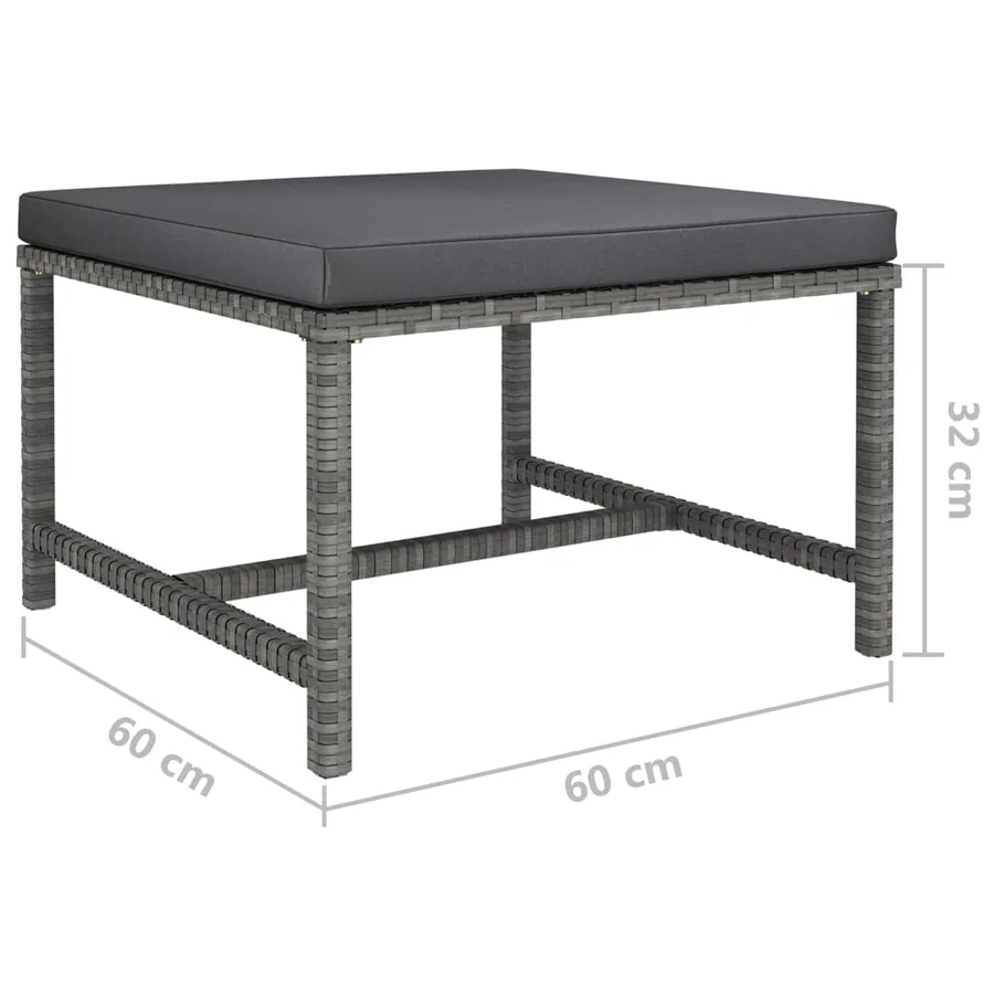 Salon de jardin 6 pcs avec coussins Résine tressée Gris - 12