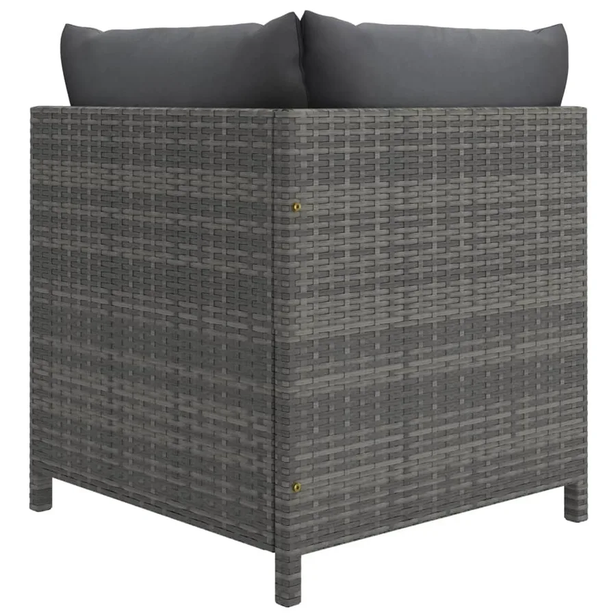 Salon de jardin 6 pcs avec coussins Résine tressée Gris - 5