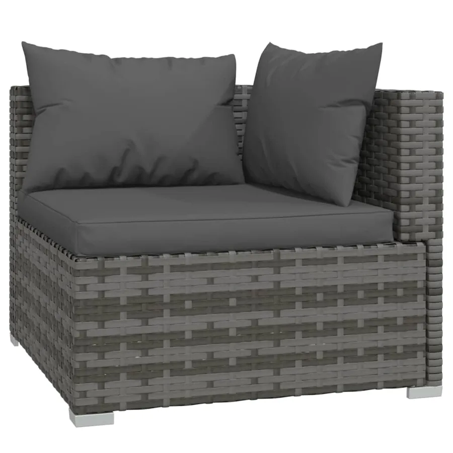 Salon de jardin 12 pcs avec coussins Gris Résine tressée - 5