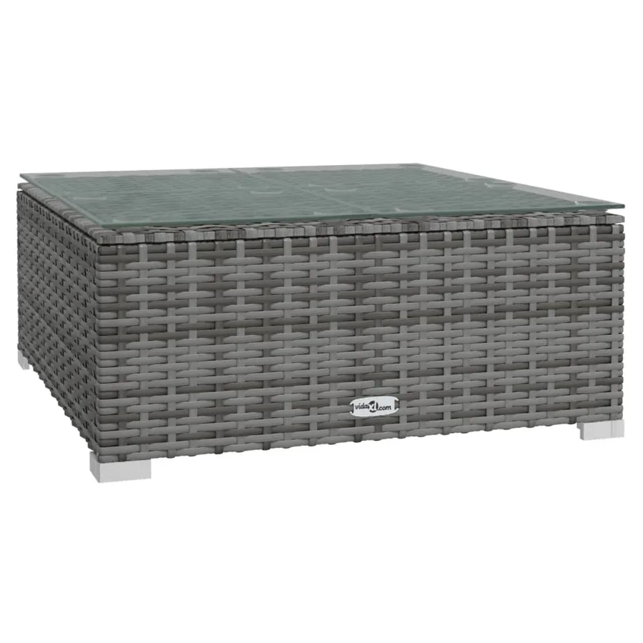 Salon de jardin 12 pcs avec coussins Gris Résine tressée - 7