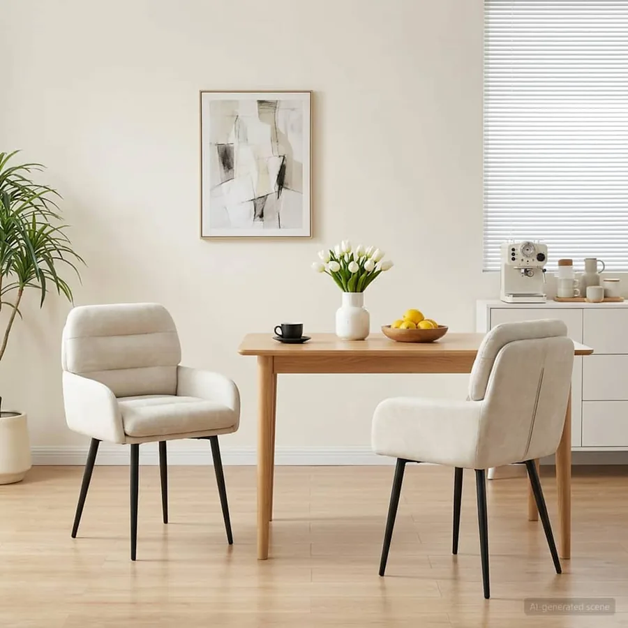 Chaises de salle à manger 2 pcs Velours Crème 59 x 59,5 x 90 cm