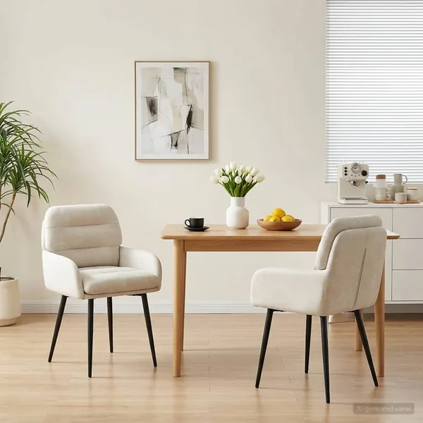 Chaises de salle à manger 2 pcs Velours Crème 59 x 59,5 x 90 cm