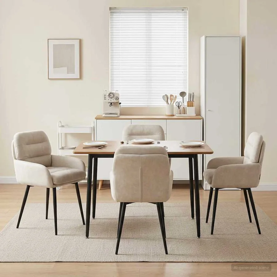 Chaises de salle à manger 4 pcs Velours Crème 59 x 59,5 x 90 cm