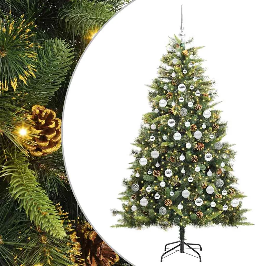 Sapin de Noël artificiel avec branches pliables et cônes 180 cm - 2