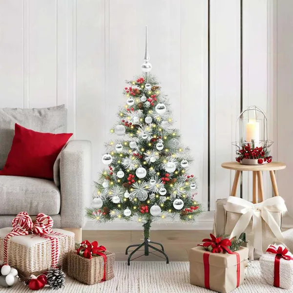 Sapin de Noël artificiel Vert et blanc 120 cm