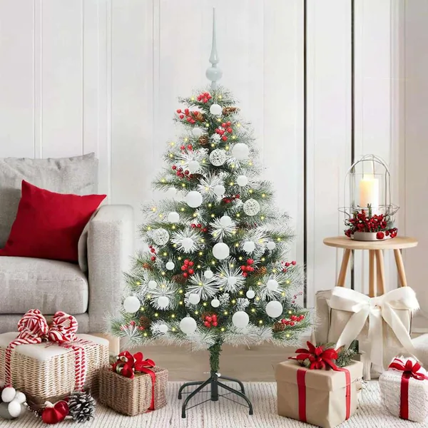 Sapin de Noël artificiel Vert et blanc 120 cm