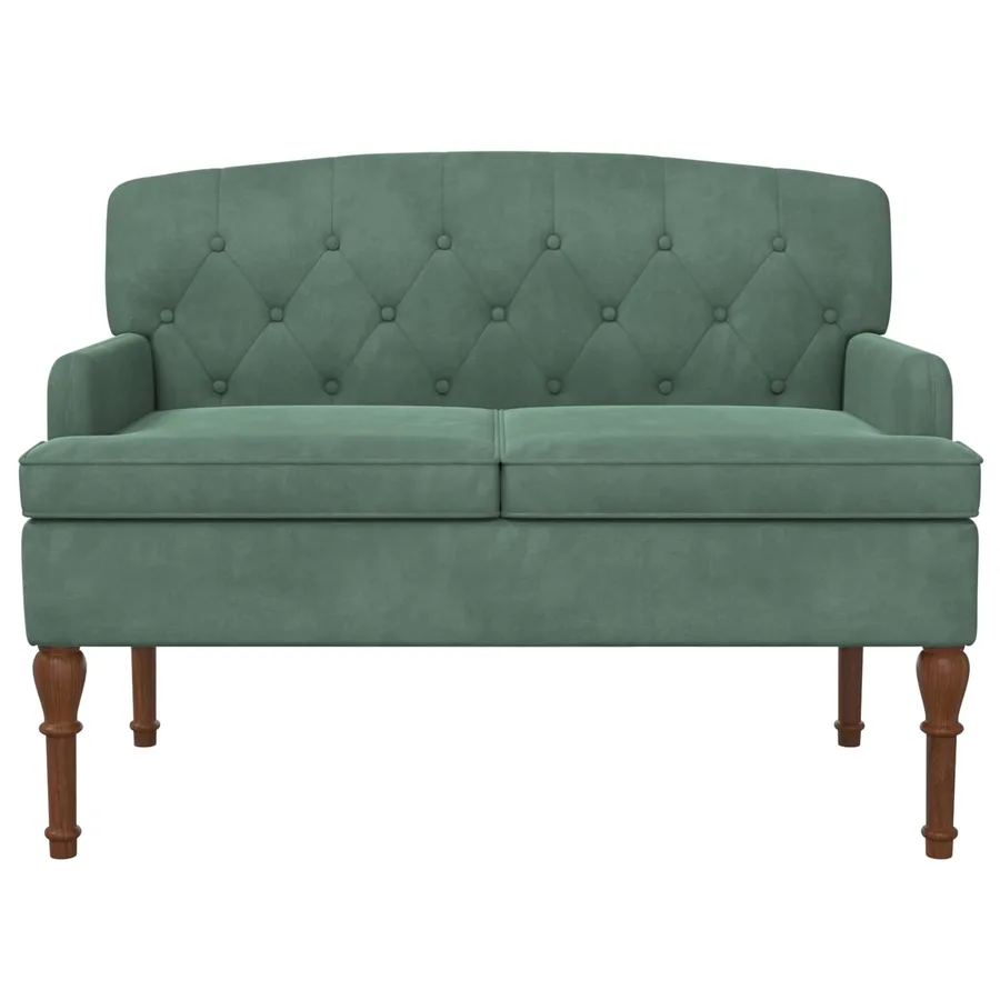 Canapé love seat avec capitonnage en boutons Vert Mer Velours - 3