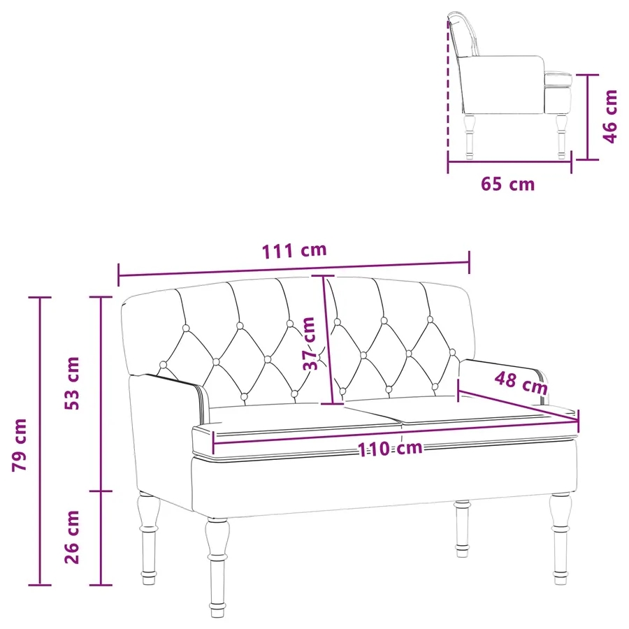 Canapé love seat avec capitonnage en boutons Vert Mer Velours - 8