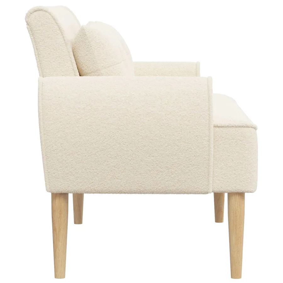 Canapé love seat avec capitonnage en boutons Crème Bouclé - 4