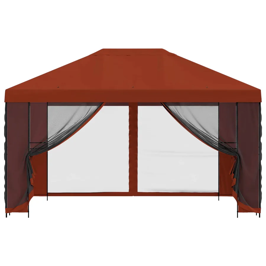 Gazebo avec murs latéraux 4 × 3 m Terre cuite - 5