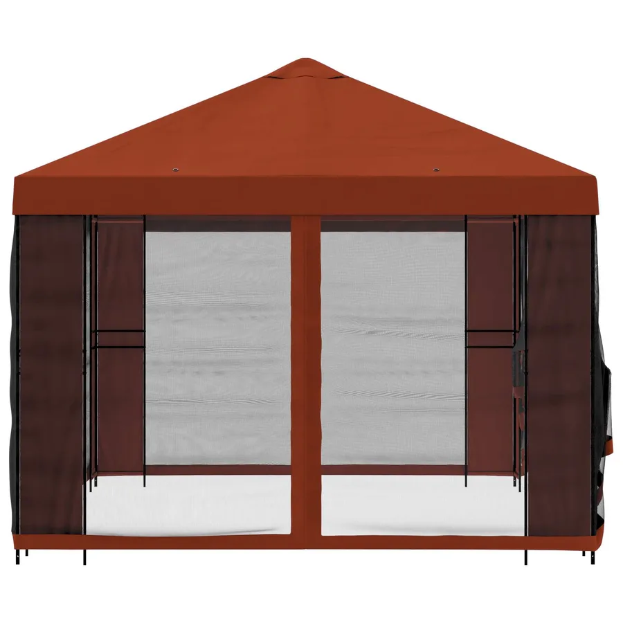 Gazebo avec murs latéraux 4 × 3 m Terre cuite - 6