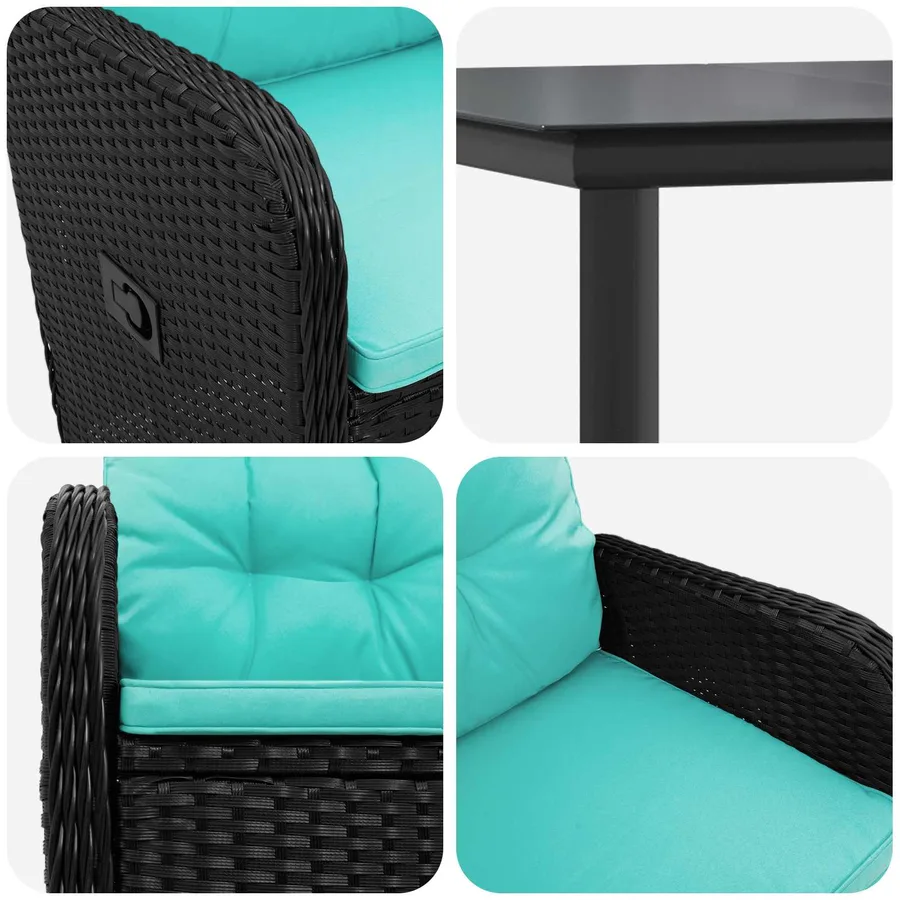 Ensemble de Tables Basses avec coussin avec oreiller 7 pcs - 7