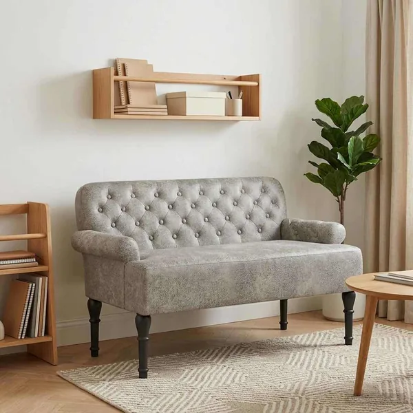 Canapé love seat avec capitonnage en boutons Gris clair