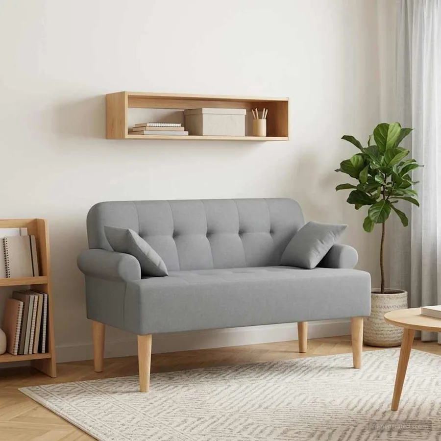 Canapé love seat avec capitonnage en boutons Gris clair Tissu