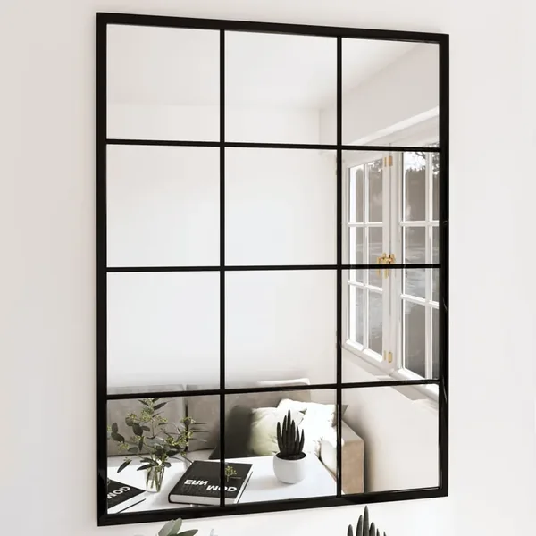 Miroirs muraux 2 pcs noir 80x60 cm métal