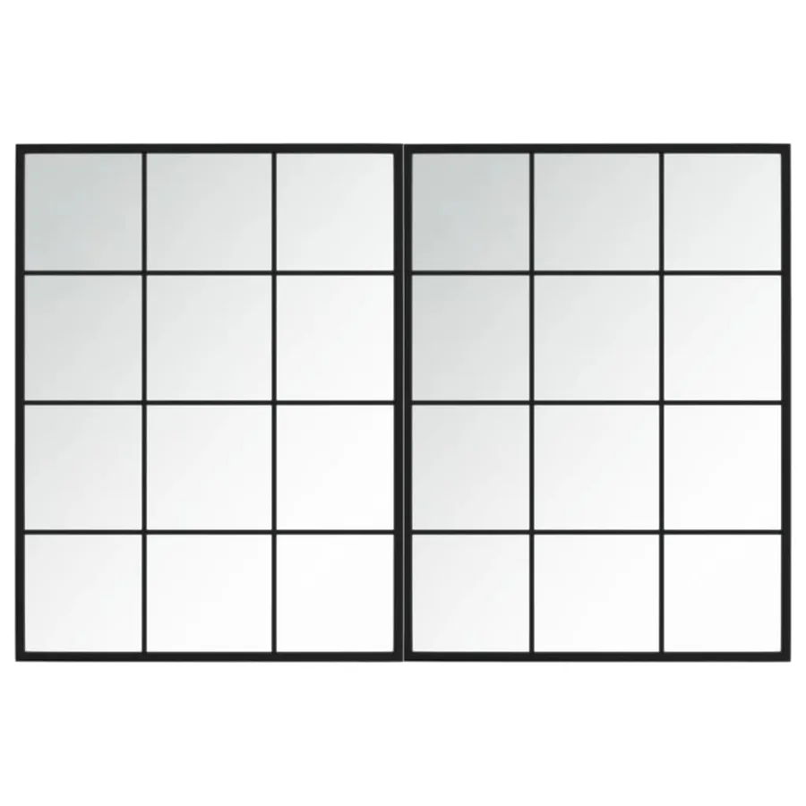Miroirs muraux 2 pcs noir 80x60 cm métal - 2