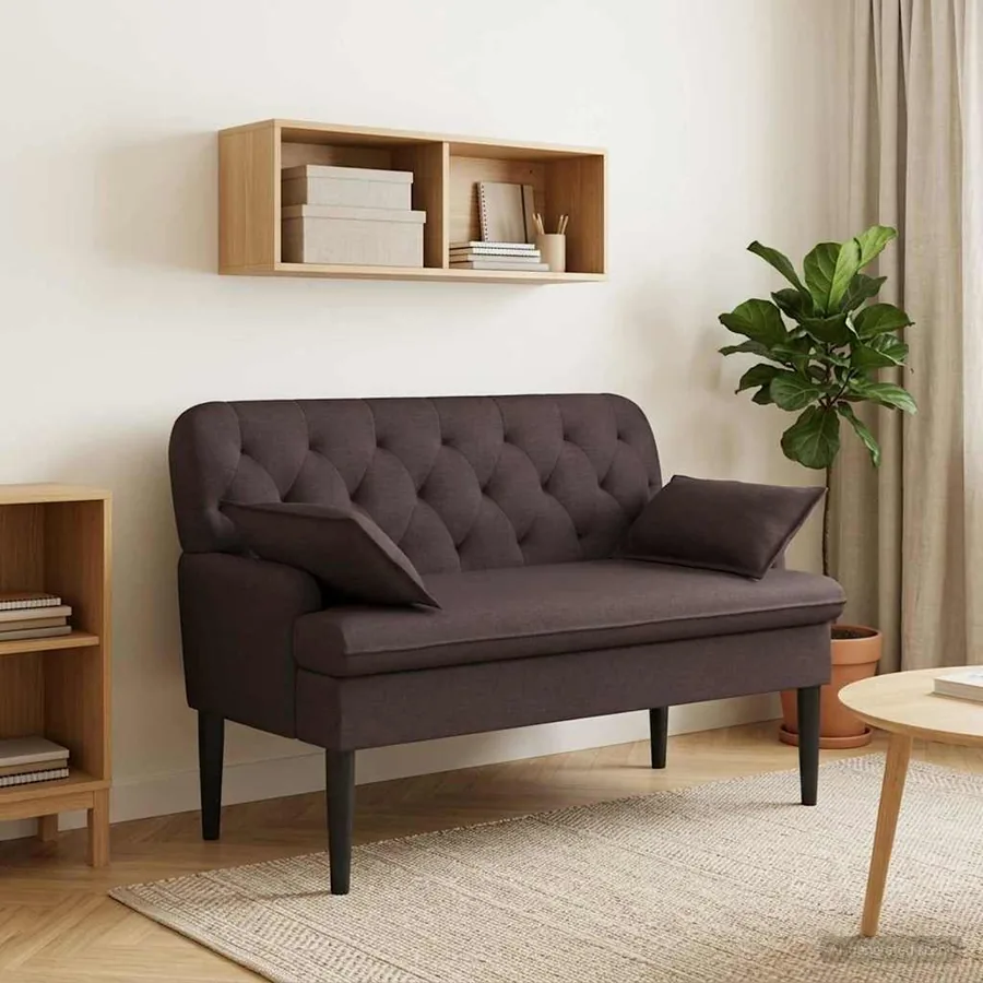 Canapé love seat avec capitonnage en boutons Marron foncé Tissu
