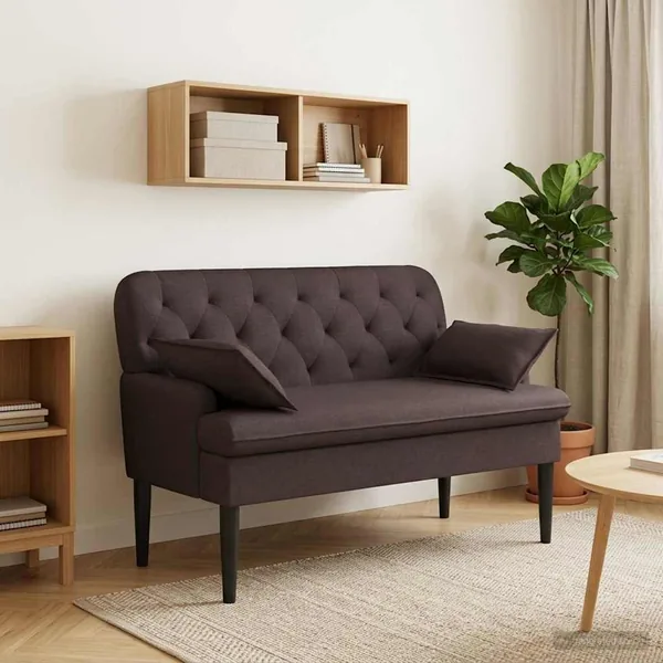 Canapé love seat avec capitonnage en boutons Marron foncé Tissu