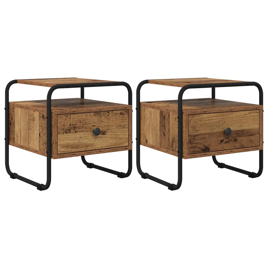 Table de chevet 2 pc Bois ancien Bois d'ingénierie