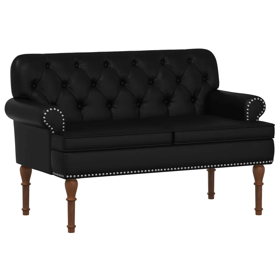 Canapé love seat avec capitonnage en boutons Noir Simili cuir - 2
