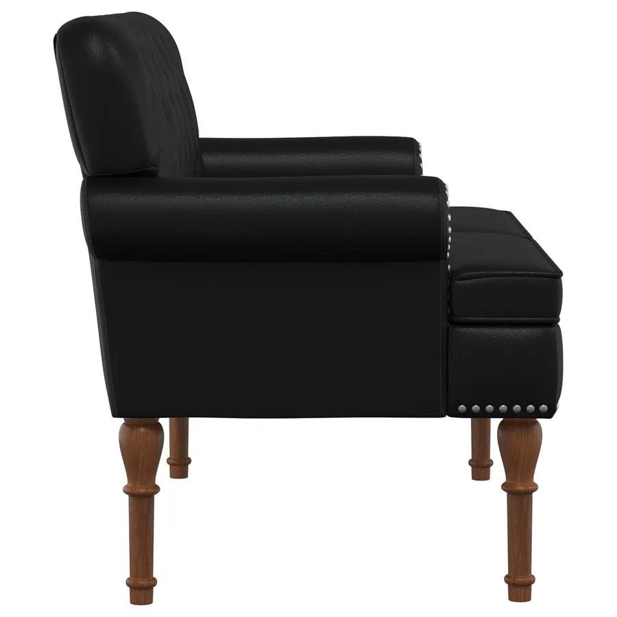 Canapé love seat avec capitonnage en boutons Noir Simili cuir - 4