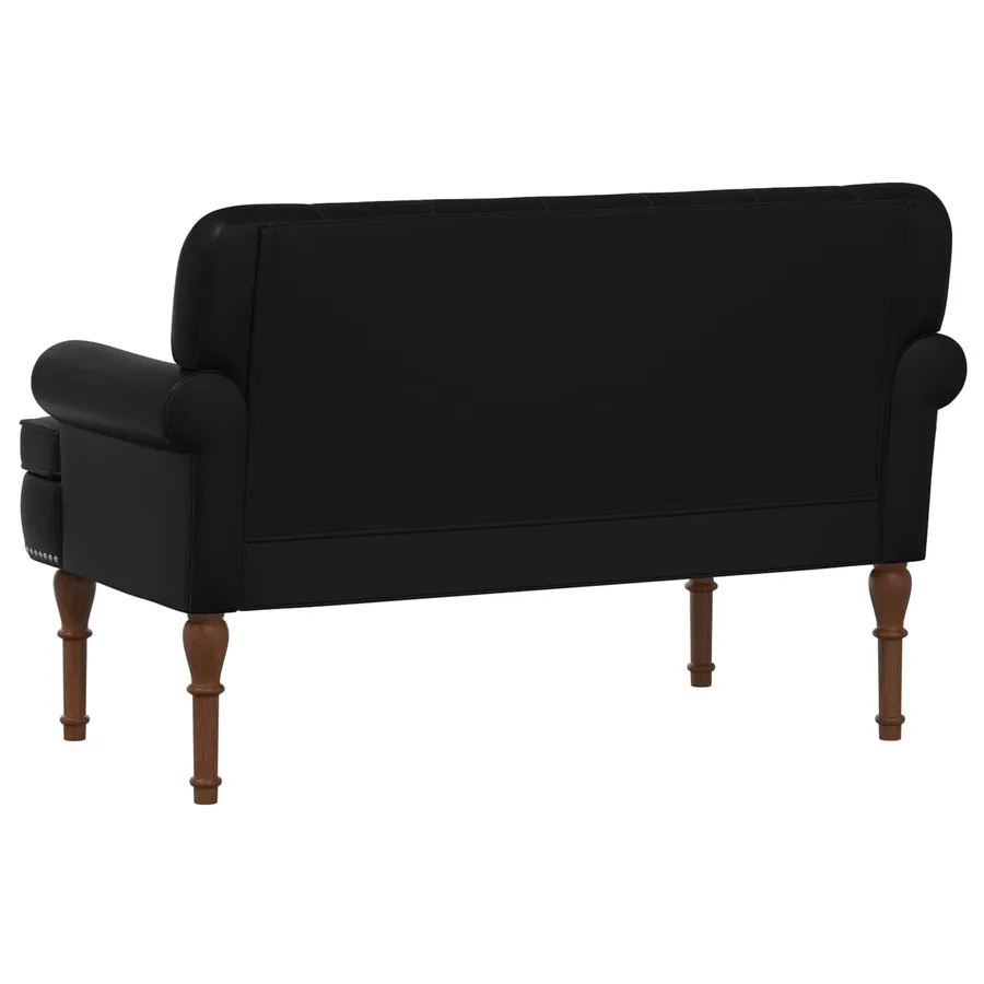 Canapé love seat avec capitonnage en boutons Noir Simili cuir - 5