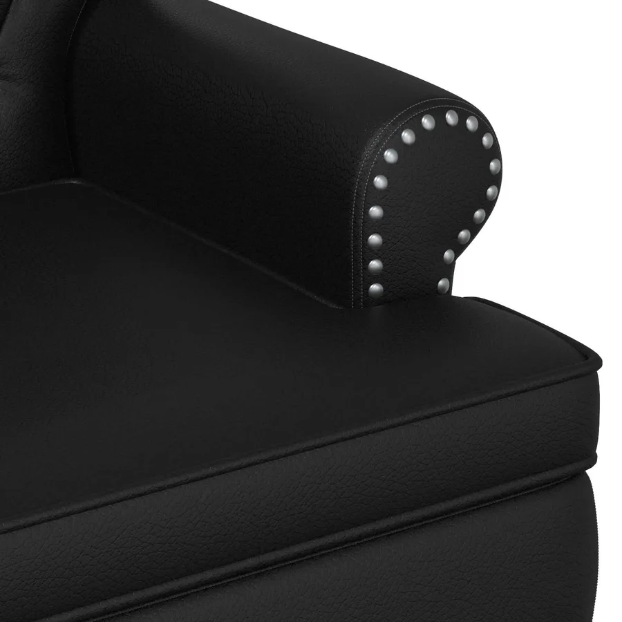 Canapé love seat avec capitonnage en boutons Noir Simili cuir - 6