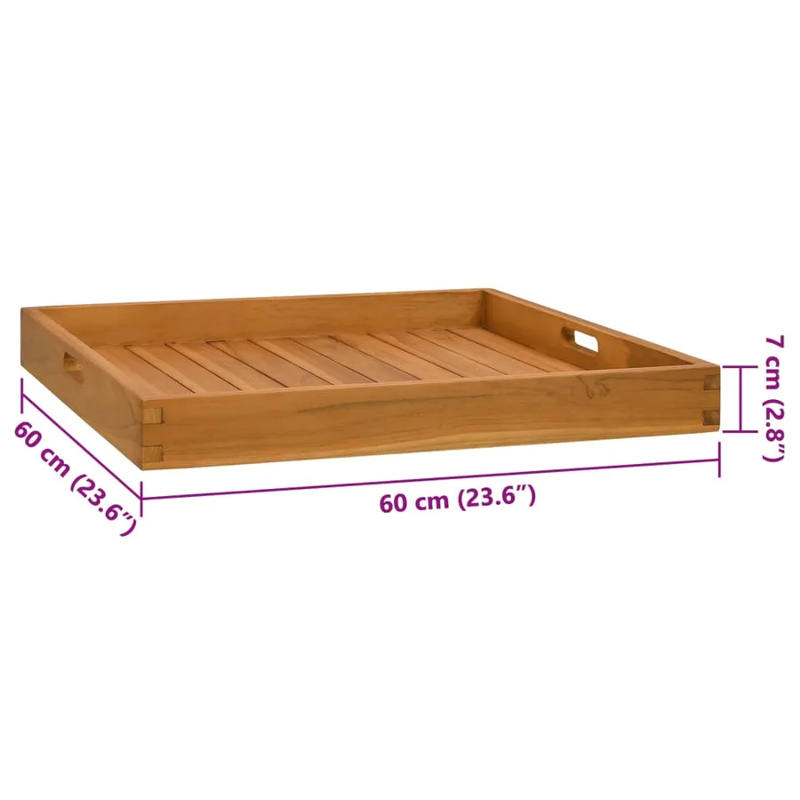 Plateau de service 60x60 cm Bois de teck massif - 8