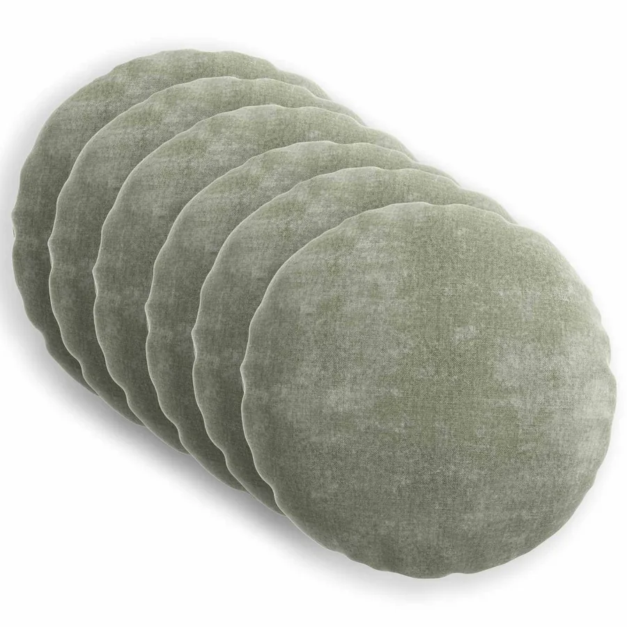 Housse de coussin 6 pcs HEERLEN Vert Ø 30 cm Tissu Chenille